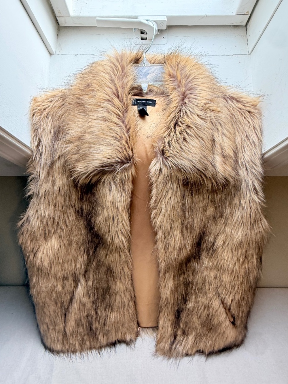 INC Brown Faux Fur Vest Size M/L